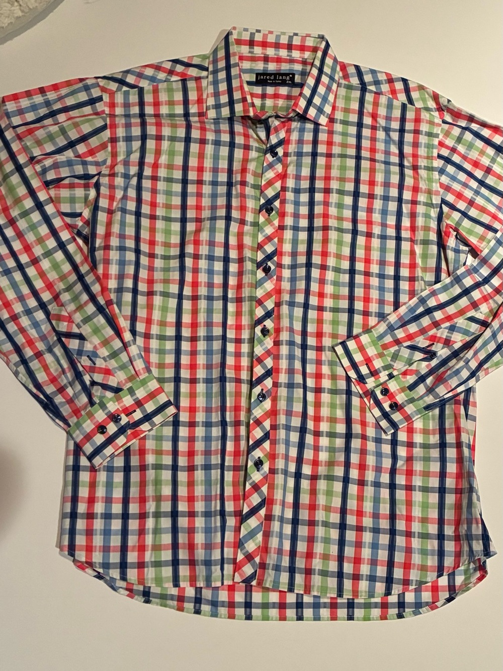 Jared Lang Multicolor Red Blue Green Plaid Button-Down Shirt in 2XL